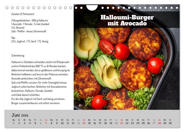 Produktbild: Rezepte f&uuml;r die Hei&szlig;luftfritteuse - vegetarisch, schnell und einfach (Wandkalender 2026 DIN A4 quer), CALVENDO Monatskalender
