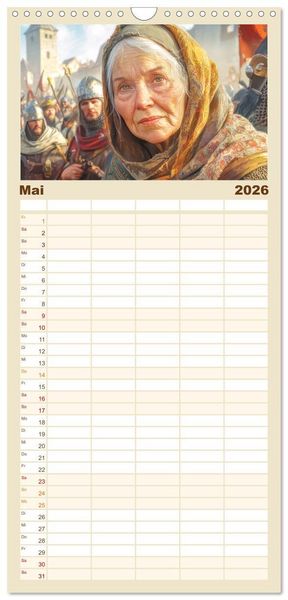 Produktbild: Familienplaner 2026 - Mittelalter - Ein Blick in diese Zeit mit 5 Spalten (Wandkalender, 21 x 45 cm) CALVENDO