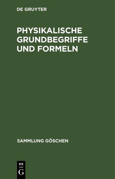 Produktbild: Physikalische Grundbegriffe und Formeln