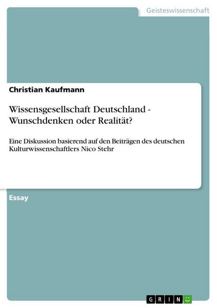 Produktbild: Wissensgesellschaft Deutschland - Wunschdenken oder Realit&auml;t?