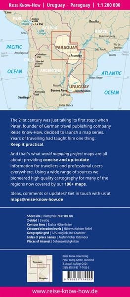 Produktbild: Reise Know-How Landkarte Uruguay, Paraguay (1:1.200.000)