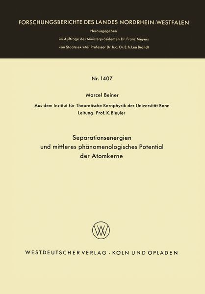 Produktbild: Separationsenergien und mittleres ph&auml;nomenologisches Potential der Atomkerne