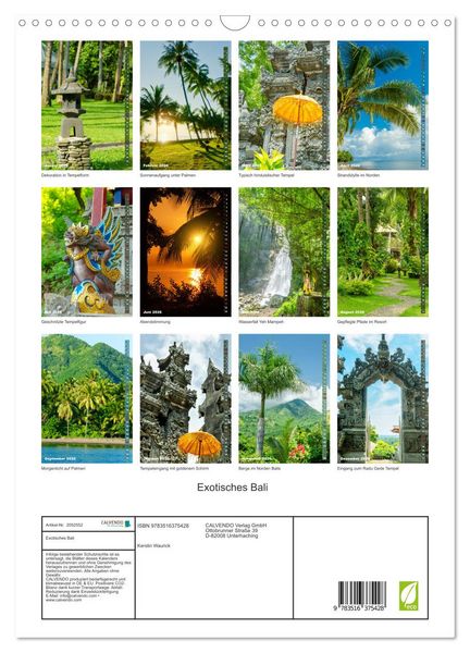 Produktbild: Exotisches Bali (Wandkalender 2026 DIN A3 hoch), CALVENDO Monatskalender
