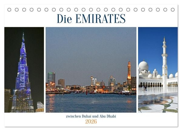 Die EMIRATES zwischen Dubai und Abu Dhabi (Tischkalender 2026 DIN A5 quer), CALVENDO Monatskalender