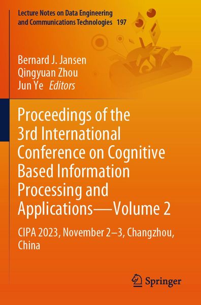 Produktbild: Proceedings of the 3rd International Conference on Cognitive Based Information Processing and Applications-Volume 2