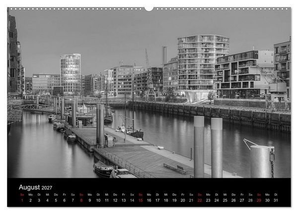 Produktbild: Hamburg monochrome Impressionen (Wandkalender 2027 DIN A2 quer), CALVENDO Monatskalender