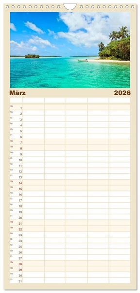 Produktbild: Familienplaner 2026 - Str&auml;nde wie ein Traum mit 5 Spalten (Wandkalender, 21 x 45 cm) CALVENDO
