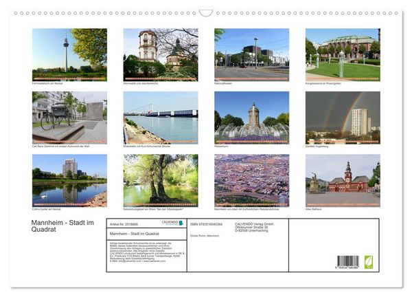 Produktbild: Mannheim - Stadt im Quadrat (Wandkalender 2026 DIN A2 quer), CALVENDO Monatskalender