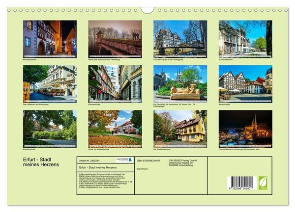 Produktbild: Erfurt - Stadt meines Herzens (Wandkalender 2027 DIN A3 quer), CALVENDO Monatskalender