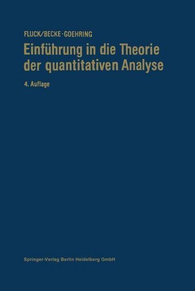 Produktbild: Einf&uuml;hrung in die Theorie der Quantitativen Analyse