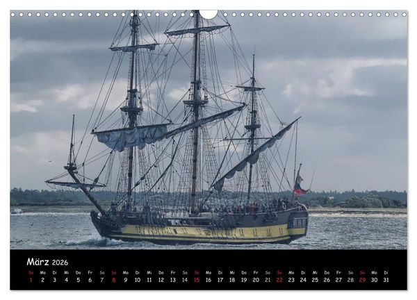 Produktbild: Windjammer vor Warnem&uuml;nde (Wandkalender 2026 DIN A3 quer), CALVENDO Monatskalender