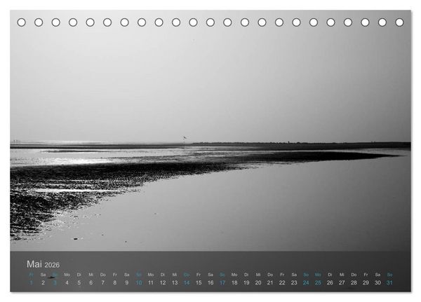 Produktbild: Seest&uuml;cke. Schwarzwei&szlig;e Nordseeimpressionen 2026 (Tischkalender 2026 DIN A5 quer), CALVENDO Monatskalender