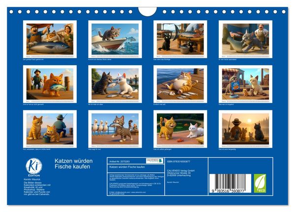 Produktbild: Katzen w&uuml;rden Fische kaufen (Wandkalender 2026 DIN A4 quer), CALVENDO Monatskalender
