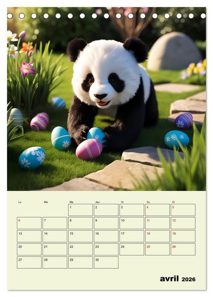 Produktbild: Les pandas rigolos - Une ann&eacute;e de douceur et de rires (Calendrier de bureau 2026 DIN A5 horizontal), CALVENDO calendrier mensuel