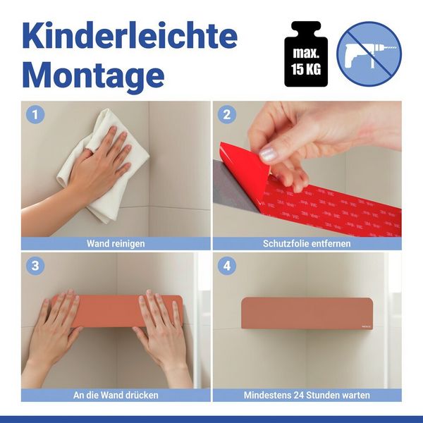 Produktbild: Turbo-Loc&reg; Eckablage Mod. Lizan Braun, Befestigen ohne Bohren