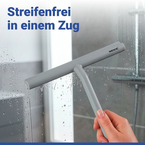 Produktbild: Duschabzieher Mod. Mola Grau, aus Edelstahl, ummantelt mit Silikon