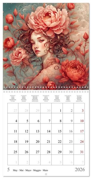Produktbild: Beaut&eacute;s florales (Calendrier mural carr&eacute; 2026 30x30 cm) Calendrier double avec une page pour vos prises de notes