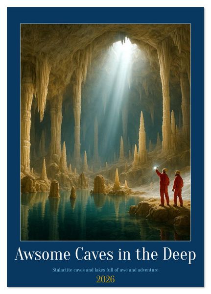 Awsome Caves in the Deep (Desk Calendar 2026 DIN A5 portrait), CALVENDO 12 Month DeskCalendar