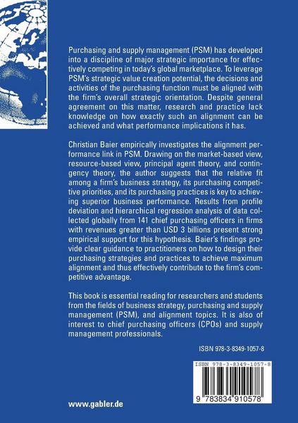 Produktbild: The Alignment Performance Link in Purchasing and Supply Management