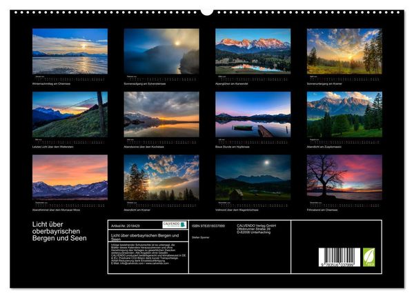 Produktbild: Licht &uuml;ber oberbayrischen Bergen und Seen (hochwertiger Premium Wandkalender 2026 DIN A2 quer), Kunstdruck in Hochglanz