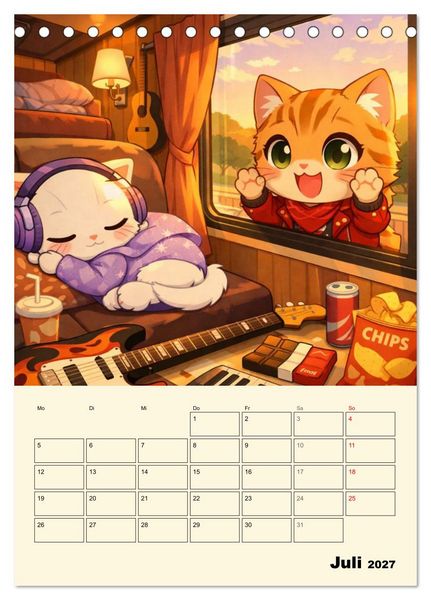Produktbild: Mia und die Miezband (Tischkalender 2027 DIN A5 hoch), CALVENDO Monatskalender