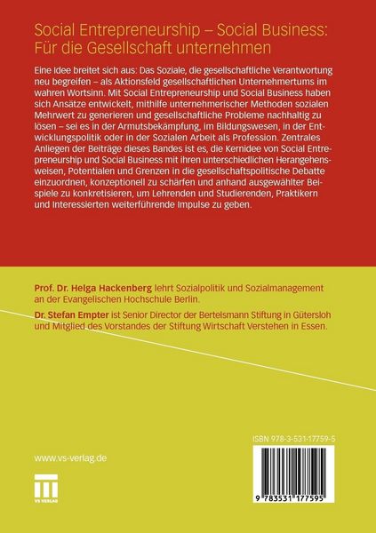 Produktbild: Social Entrepreneurship - Social Business: F&uuml;r die Gesellschaft unternehmen