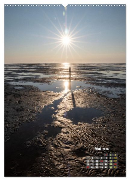 Produktbild: Westerhever - Wattwanderung in den Sonnenuntergang (Wandkalender 2026 DIN A2 hoch), CALVENDO Monatskalender