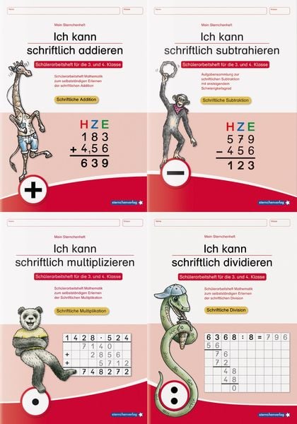 Ich kann schriftlich addieren, subtrahieren, multiplizieren und dividieren im Set, Taschenbuch von Sternchenverlag GmbH,Katrin Langhans,