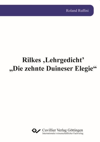 Produktbild: Rilkes Lehrgedicht - Die zehnte Duineser Elegie