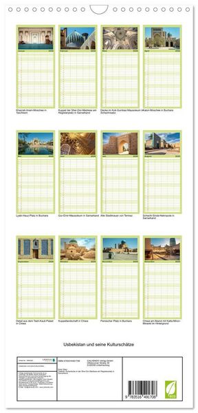 Produktbild: Familienplaner 2026 - Usbekistan und seine Kultursch&auml;tze mit 5 Spalten (Wandkalender, 21 x 45 cm) CALVENDO