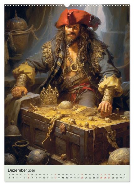 Produktbild: Piraten-Fantasy. Wilde Seer&auml;uber-Romantik im Mittelalter (hochwertiger Premium Wandkalender 2026 DIN A2 hoch), Kunstdruck in Hochglanz