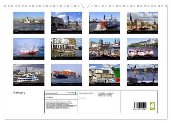 Produktbild: Hamburg (Wandkalender 2026 DIN A3 quer), CALVENDO Monatskalender