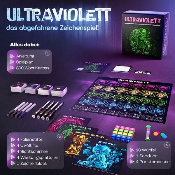 Produktbild: Ultraviolett &ndash; Das abgefahrene Zeichenspiel mit unsichtbarer Zaubertinte&nbsp;