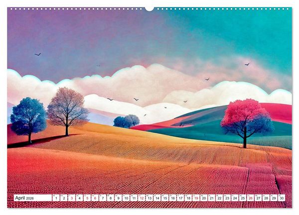 Produktbild: Der Lauf des Jahres dargestellt mit Naiver Kunst (hochwertiger Premium Wandkalender 2026 DIN A2 quer), Kunstdruck in Hochglanz