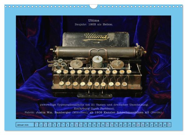 Produktbild: Schreibmaschinen um 1900 (Wandkalender 2026 DIN A3 quer), CALVENDO Monatskalender