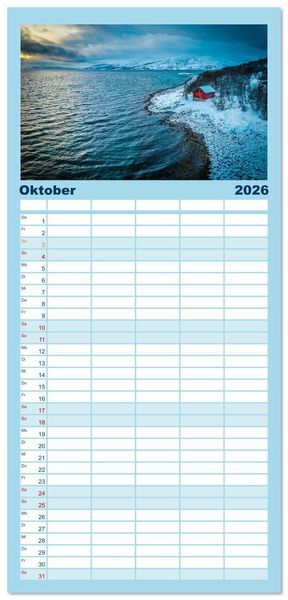 Produktbild: Familienplaner 2026 - Troms&oslash; in der Polarnacht mit 5 Spalten (Wandkalender, 21 x 45 cm) CALVENDO