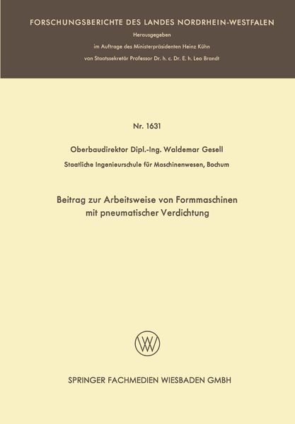 Produktbild: Beitrag zur Arbeitsweise von Formmaschinen mit pneumatischer Verdichtung