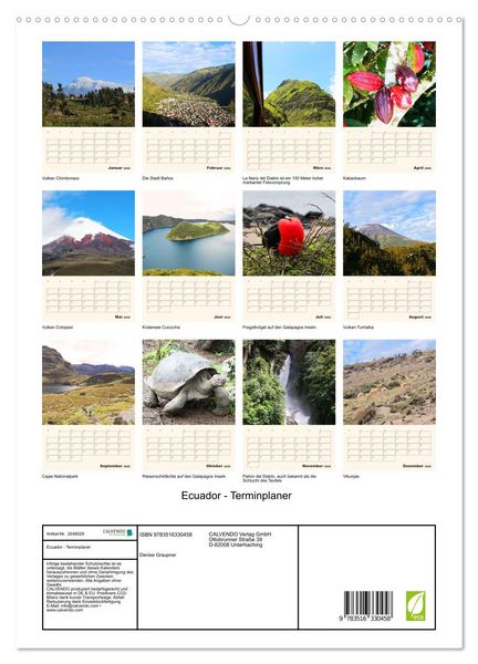 Produktbild: Ecuador - Terminplaner (hochwertiger Premium Wandkalender 2026 DIN A2 hoch), Kunstdruck in Hochglanz