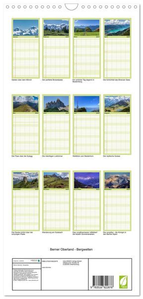 Produktbild: Familienplaner 2027 - Berner Oberland - Bergwelten mit 5 Spalten (Wandkalender, 21 x 45 cm) CALVENDO