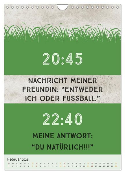 Produktbild: Ich mag Fu&szlig;ball&hellip; und vielleicht drei Leute. Spr&uuml;che und Weisheiten vom Spielfeldrand (Wandkalender 2026 DIN A4 hoch), CALVENDO Monatskalender