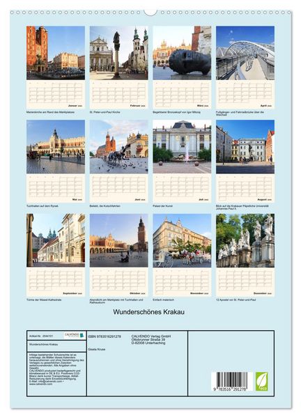 Produktbild: Wundersch&ouml;nes Krakau (hochwertiger Premium Wandkalender 2026 DIN A2 hoch), Kunstdruck in Hochglanz