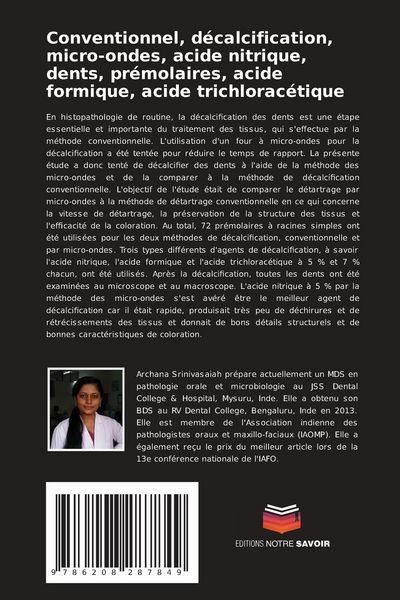 Produktbild: Conventionnel, d&eacute;calcification, micro-ondes, acide nitrique, dents, pr&eacute;molaires, acide formique, acide trichlorac&eacute;tique