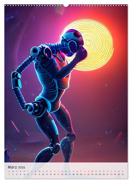 Produktbild: Tanzende Roboter - Computertr&auml;ume aus der KI (hochwertiger Premium Wandkalender 2026 DIN A2 hoch), Kunstdruck in Hochglanz