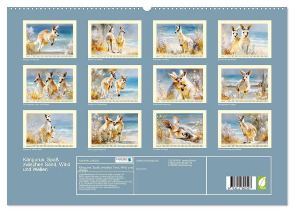 Produktbild: K&auml;ngurus. Spa&szlig; zwischen Sand, Wind und Wellen (hochwertiger Premium Wandkalender 2027 DIN A2 quer), Kunstdruck in Hochglanz