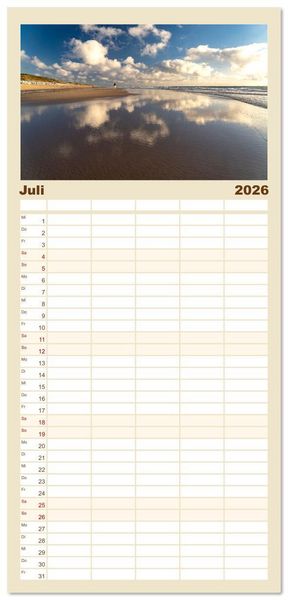 Produktbild: Familienplaner 2026 - Deutschland - Insel Sylt mit 5 Spalten (Wandkalender, 21 x 45 cm) CALVENDO