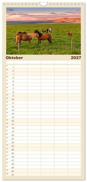 Produktbild: Familienplaner 2027 - Naturwunder in Island mit 5 Spalten (Wandkalender, 21 x 45 cm) CALVENDO