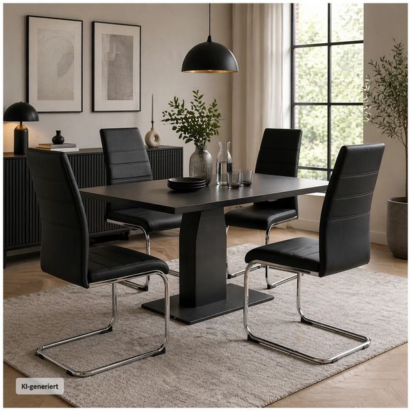 Produktbild: HTI-Living Esszimmerstuhl SallyC Kunstleder 4er-Set Schwarz