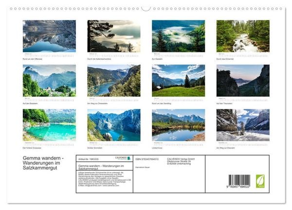 Produktbild: Gemma wandern - Wanderungen im Salzkammergut (hochwertiger Premium Wandkalender 2026 DIN A2 quer), Kunstdruck in Hochglanz