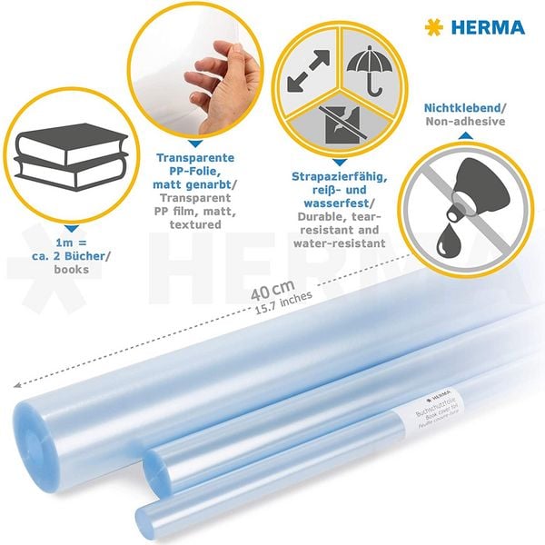 Produktbild: HERMA Buchschutzfolie farblos 10m x 40cm
