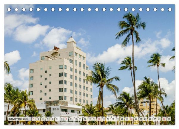 Produktbild: Miami Beach und Art Deco District (Tischkalender 2026 DIN A5 quer), CALVENDO Monatskalender